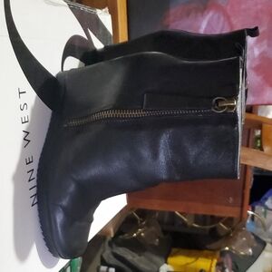 NEW Nine West Black Leather Zipper Boots